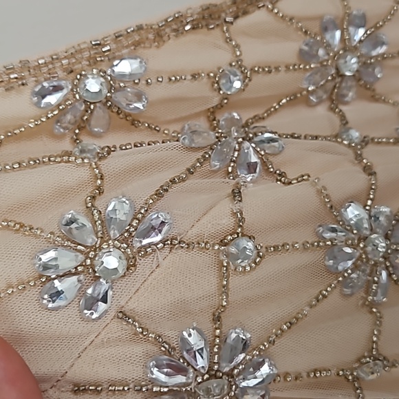 Mac DuggalSleeveless Hand Beaded V-Neck Gown - Picture 7 of 9